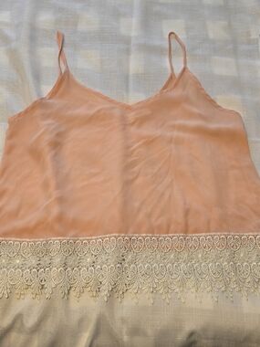 iris Peach Lace-Trim Silk Camisole